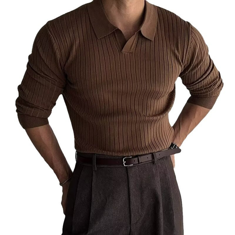 Men's Elegant Knit Polo with Textured Design Mune Fashion