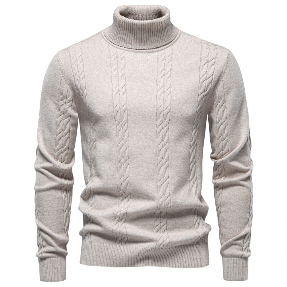 Men's turtleneck sweater with vertical cable pattern and slim fit Mune Fashion