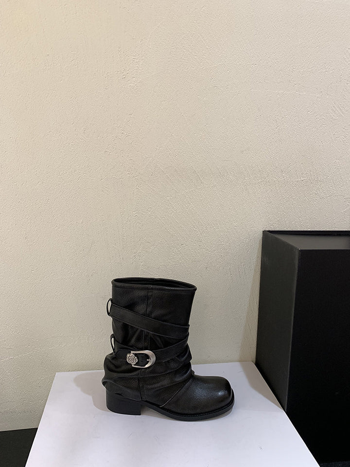 Ladies Fashion Ankle Boots with Wide Strap Mune Fashion