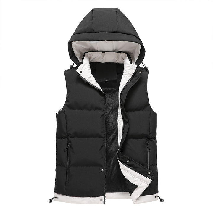 Men's Sleeveless Padded Vest with Hood, Thermal Insulation and Body Shaping Cut Mune Fashion