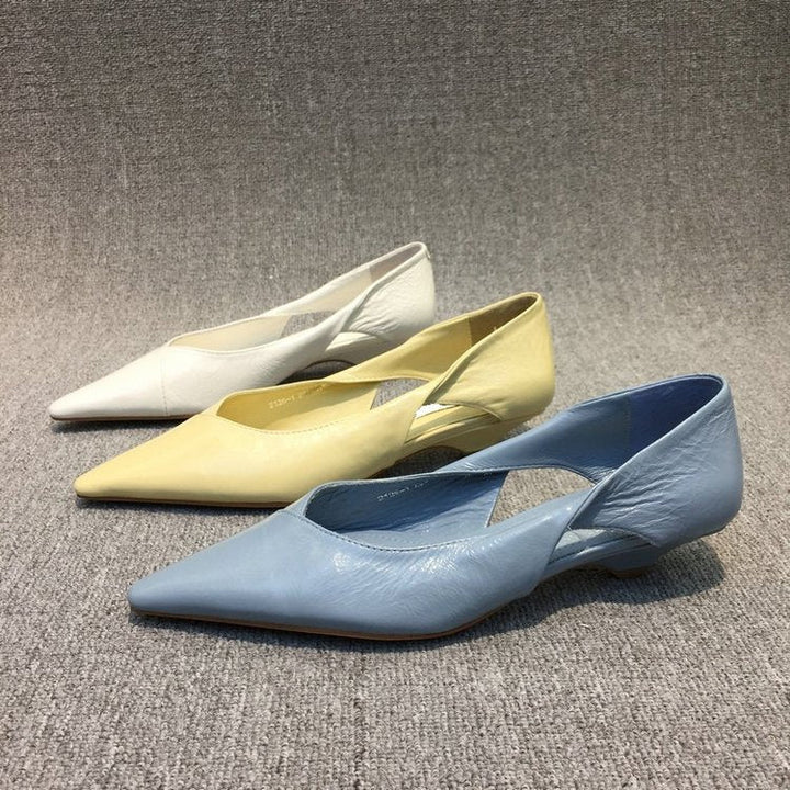Women Refined Lace Ballet Flats with supple Leather Upper Mune Fashion