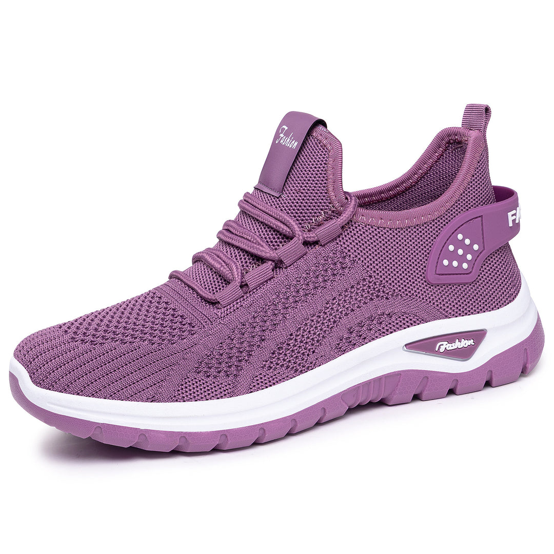 Women's sock-like knit-fit sneakers with elastic lacing, perforated heel reinforcement, and cushioned platform sole Mune Fashion