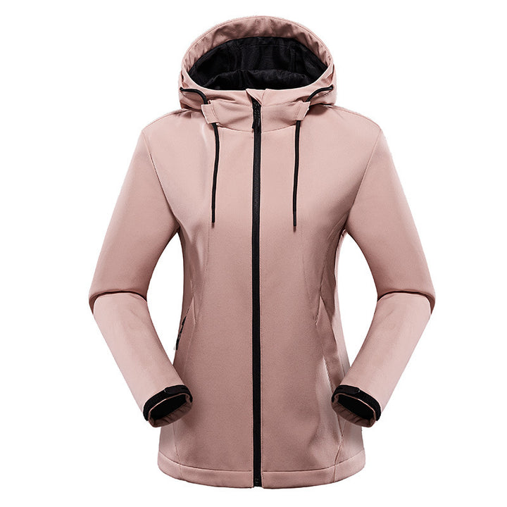 Women Tailored Softshell Jacket with Hood, windproof membrane and concealed zippers Mune Fashion