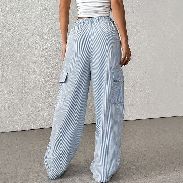 Women's Comfortable Cargo Pants with Elastic Waist Mune Fashion