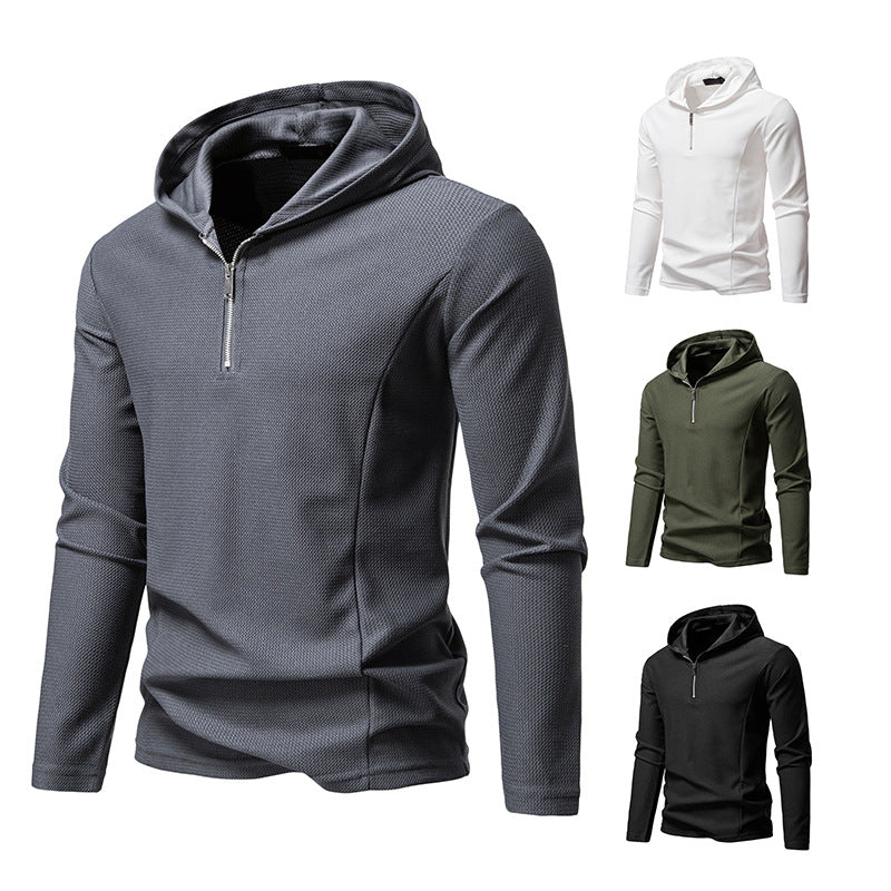 Men's Lightweight Textured Half-Zip Hoodie with Breathable Mesh Mune Fashion