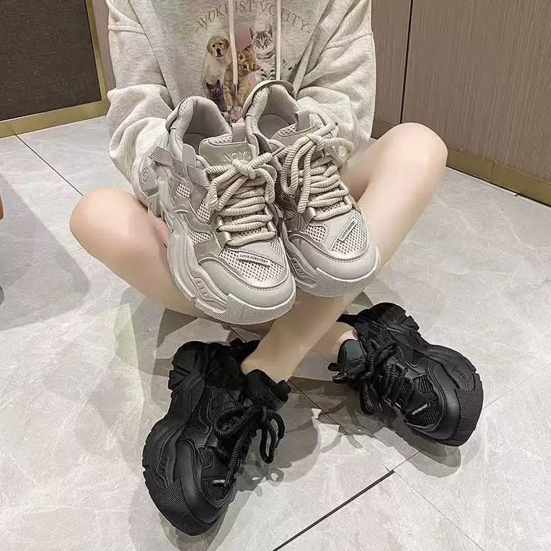 Women's Trendy Chunky Sneakers with Cushioned Sole and Breathable Mesh Upper Mune Fashion