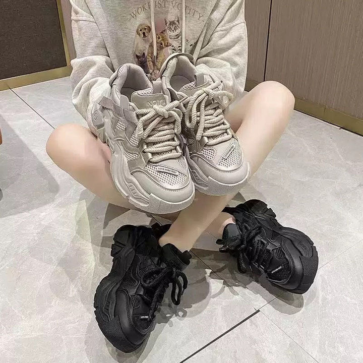 Women's Trendy Chunky Sneakers with Cushioned Sole and Breathable Mesh Upper Mune Fashion