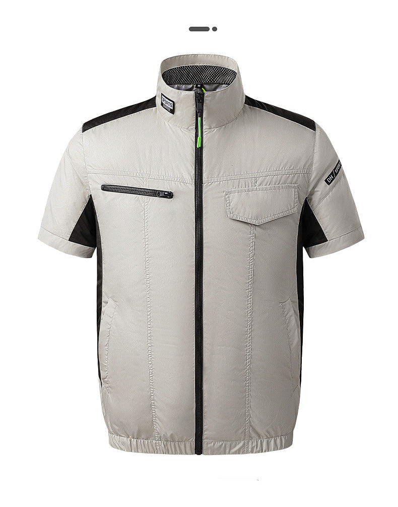 Men's lightweight short sleeve vest with stand-up collar, water-repellent nylon blend and zippered pockets Mune Fashion