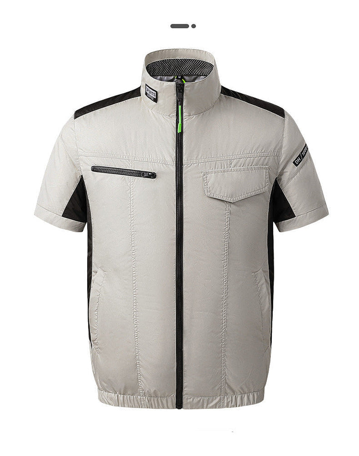 Men's lightweight short sleeve vest with stand-up collar, water-repellent nylon blend and zippered pockets Mune Fashion
