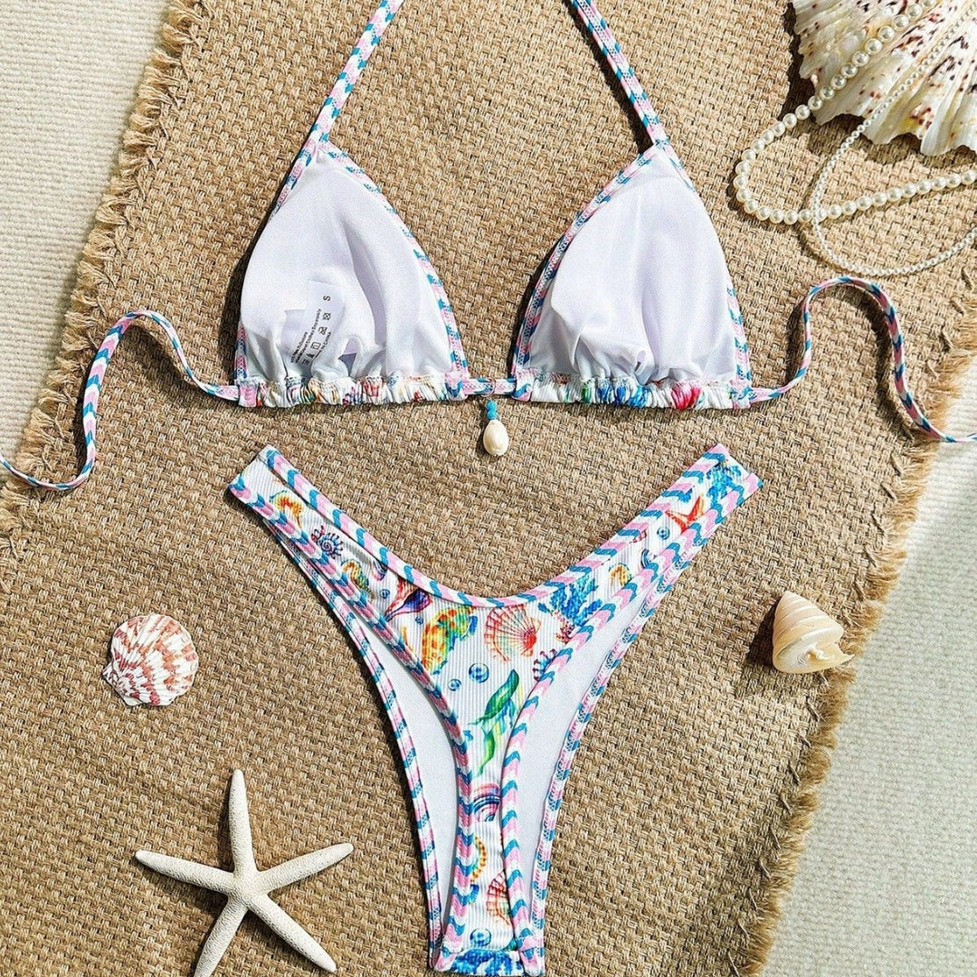 Women's triangle bikini with maritime pattern and stylish details Mune Fashion