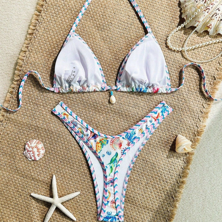 Women's triangle bikini with maritime pattern and stylish details Mune Fashion