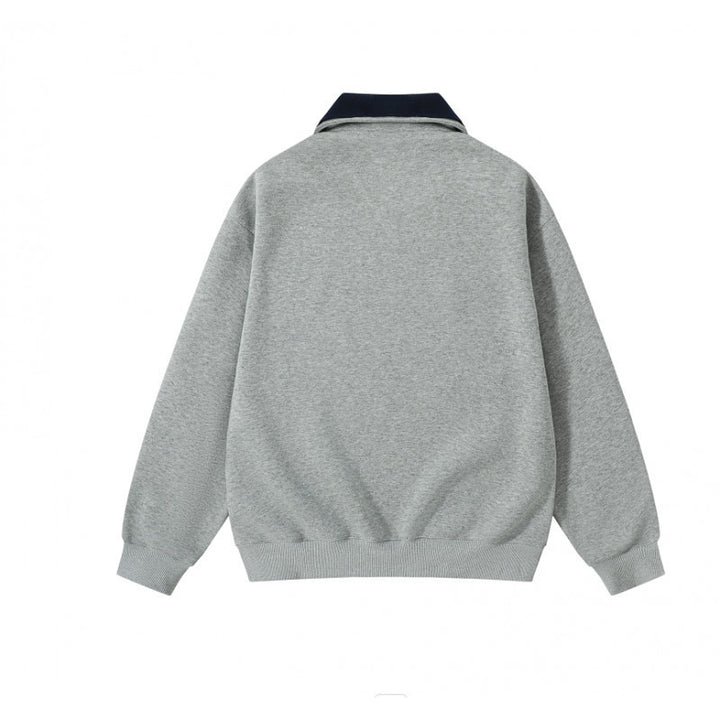 Unisex Oversize Half-zip Sweatshirt with contrasting Kent collar, kangaroo pocket, and ribbed cuffs Mune Fashion