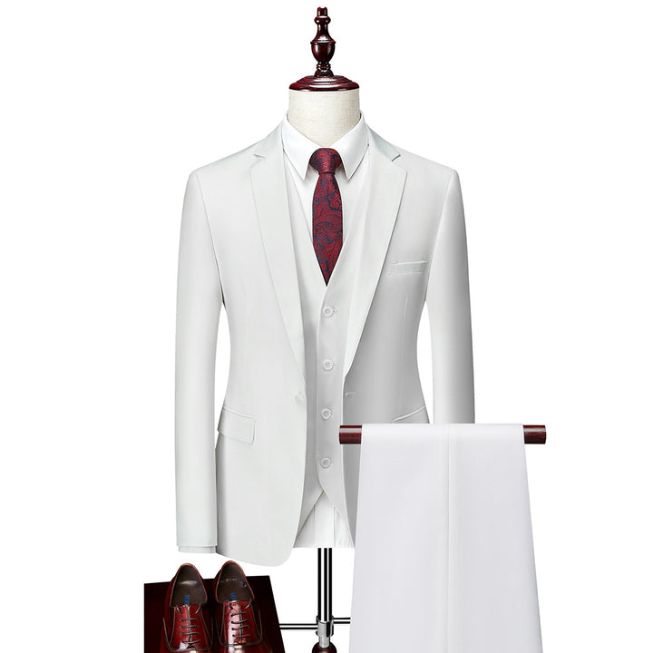 Men's Three-Piece Slim-Fit Business Suit with Vest and Slim Silhouette Mune Fashion
