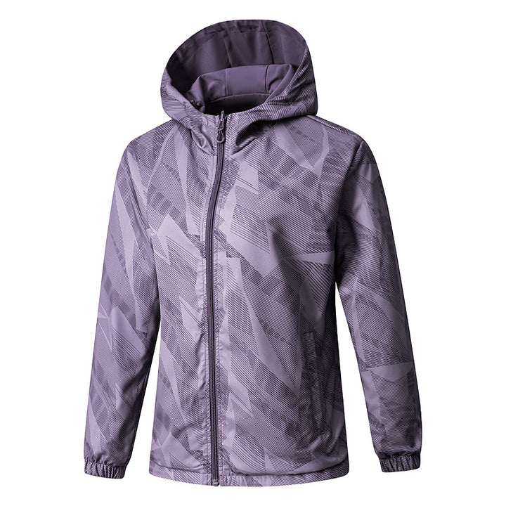 Women Lightweight Technical Hooded Jacket Water-Repellent with Full Zip and Elastic Cuffs Mune Fashion