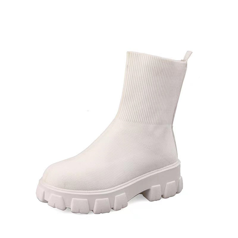 Women's knit ankle boots with sock-like shaft and distinctive profile sole Mune Fashion
