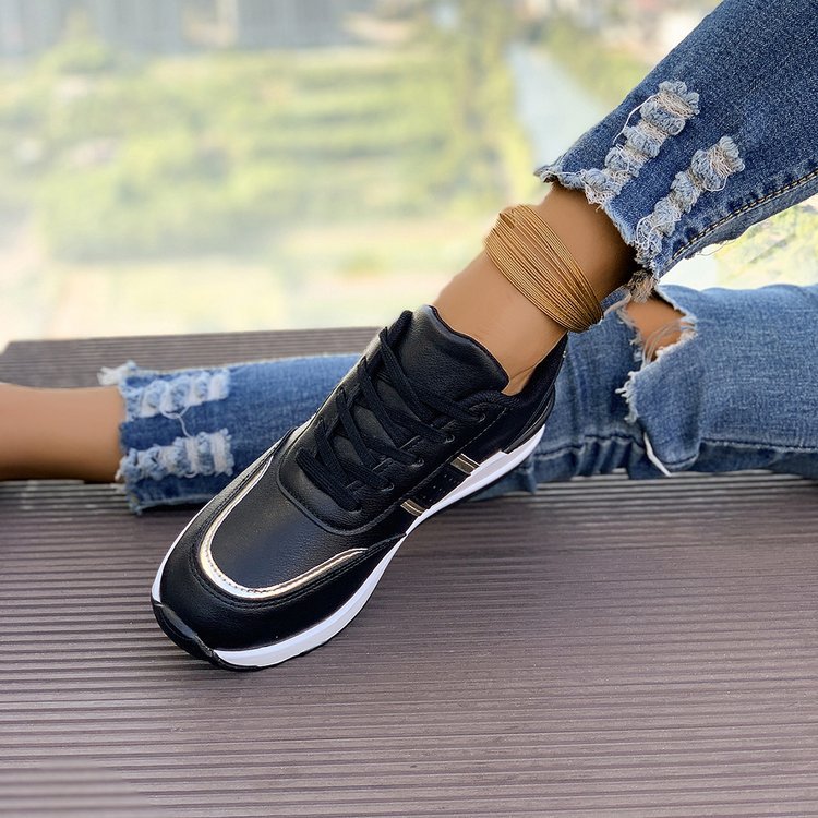 Women’s wedge sneaker with mid-high platform, padded comfort shaft and elastic side insert Mune Fashion