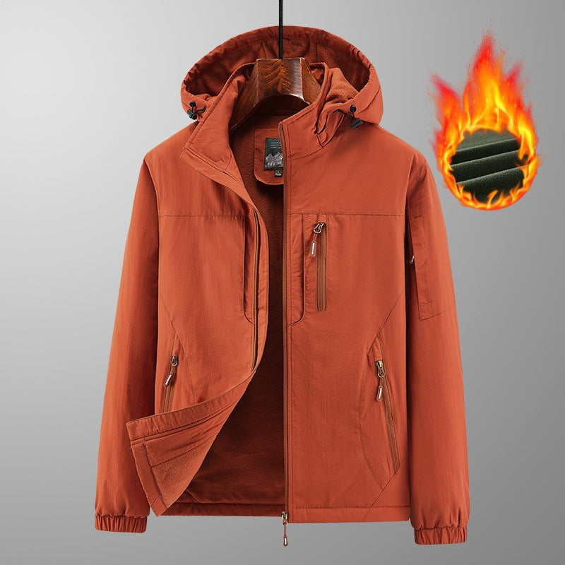 Men's Lightweight Wind and Thermal Softshell Jacket with Hood, Fleece Lined & Multi-functional Pockets Mune Fashion
