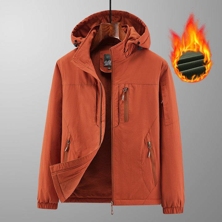 Men's Lightweight Wind and Thermal Softshell Jacket with Hood, Fleece Lined & Multi-functional Pockets Mune Fashion