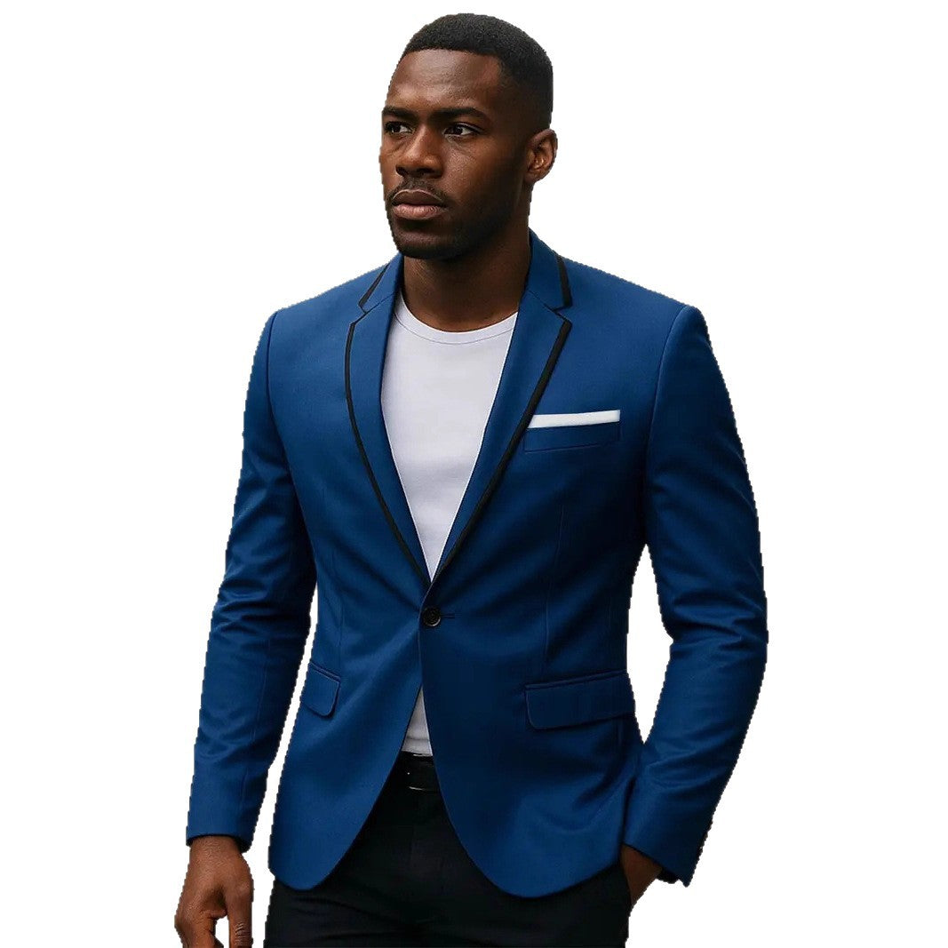 Men's slim evening blazer with contrasting piping, single-button closure and chest pocket Mune Fashion