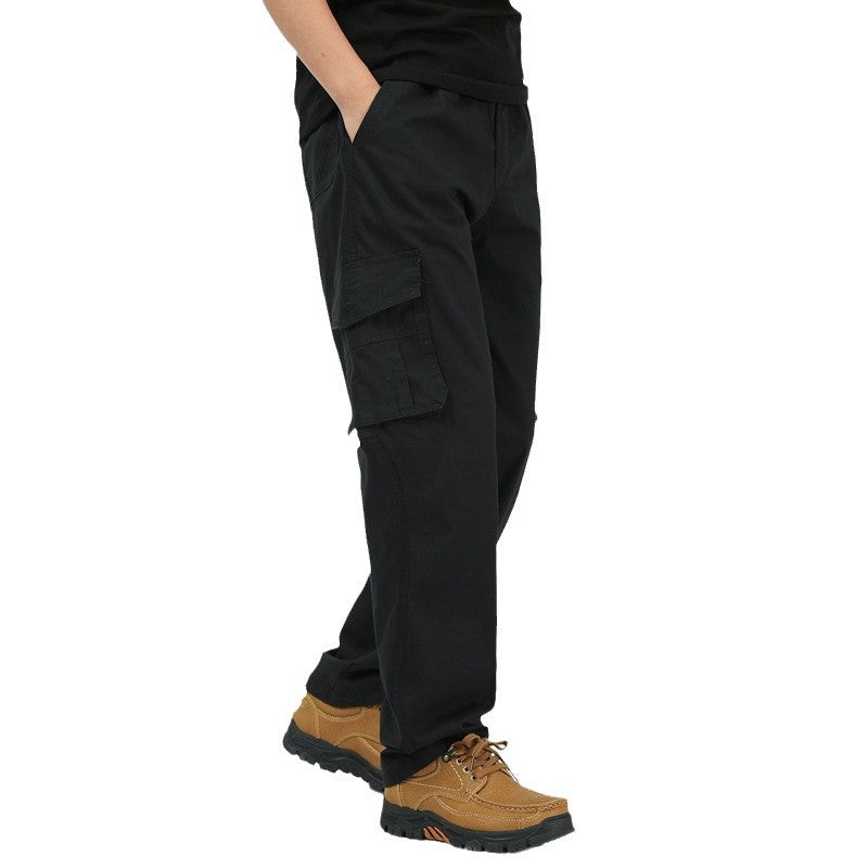 Men's Wide Cargo Pants with Flap Pockets, Adjustable Leg Cuffs and Elastic Waistband Mune Fashion