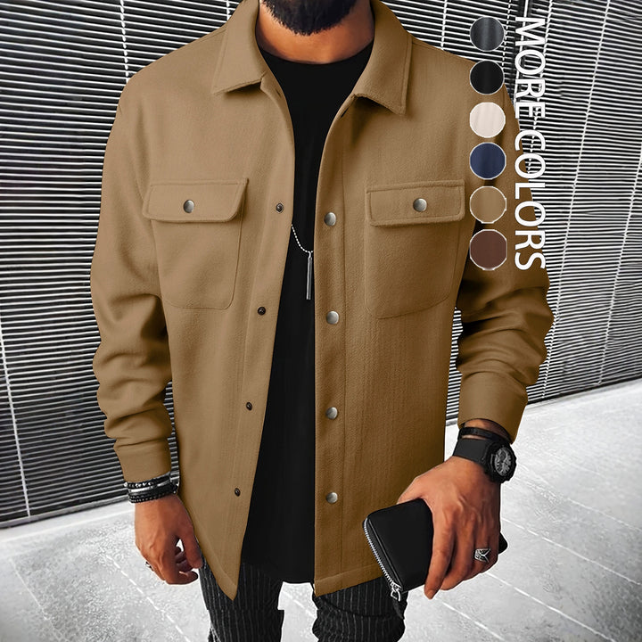 Men's shirt jacket made of wool blend with snap buttons and patch pockets Mune Fashion