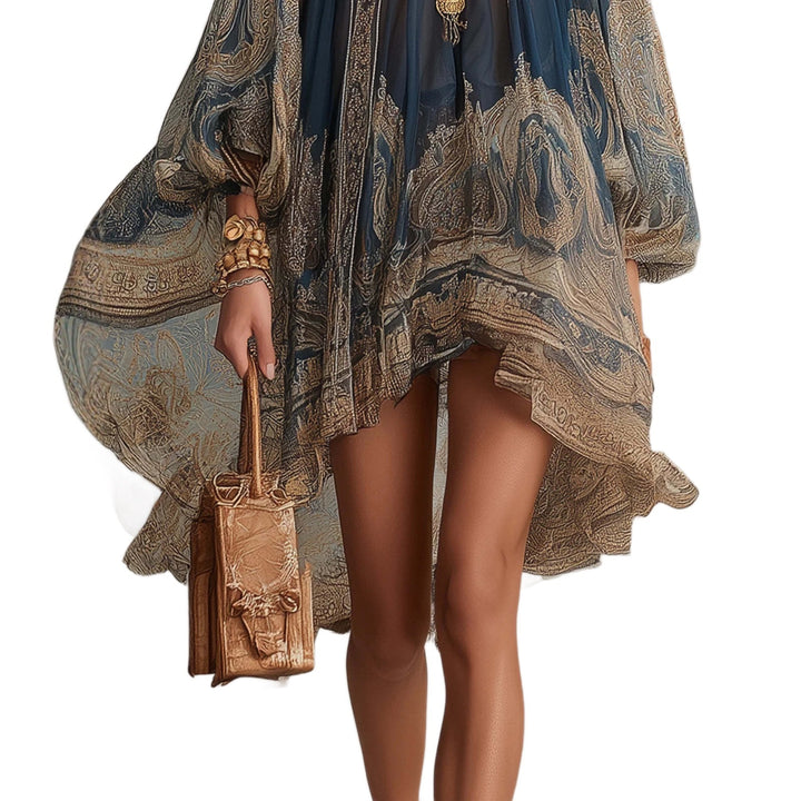 Ladies Elegant Chiffon Dress with Intricate Pattern Mune Fashion