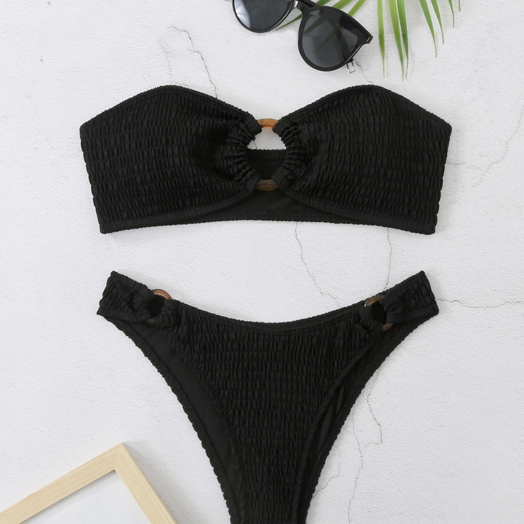 Women's bikini set with textured bustier top and high-cut bottoms Mune Fashion