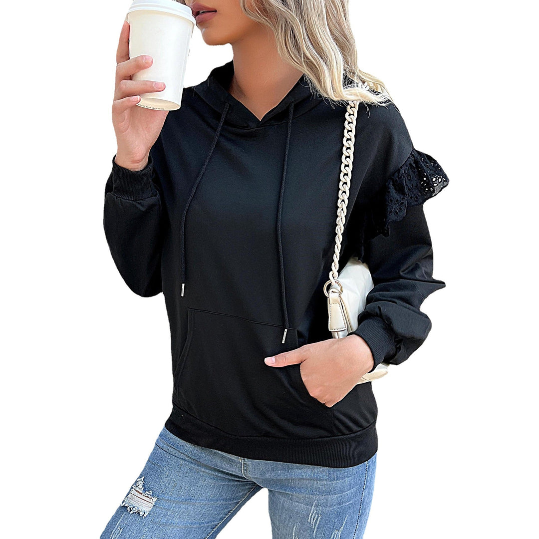 Women's hoodie with lace ruffles on the shoulders Mune Fashion