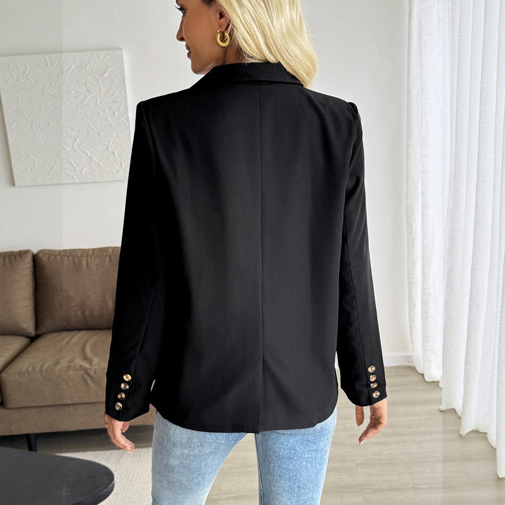 Ladies Elegant Blazer with Button Details and Unique Cut Mune Fashion
