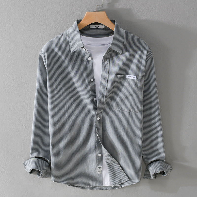 Men's Fine Cord Shirt in Overshirt Style with Chest Pocket, Relaxed Fit and Fine Wave Texture Mune Fashion