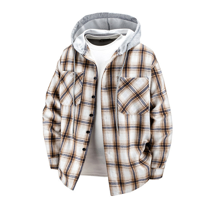 Men's Checkered Flannel Jacket with Hood