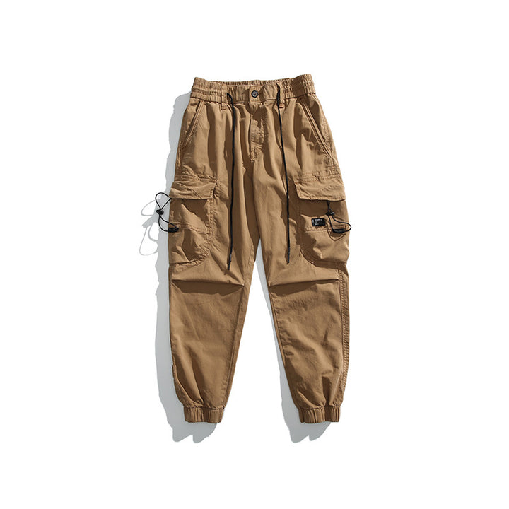 Men's Utility Cargo Jogger Pants with Elastic Comfort Waistband and Multifunctional Pockets Drune
