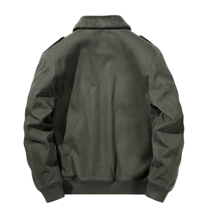 Men's Utility Pilot Jacket with Sherpa Lining Shoulder Flaps and Patch Pockets Mune Fashion