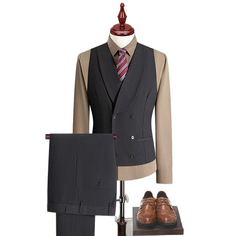 Men's double-breasted tailored vest with flat front suit pants Mune Fashion
