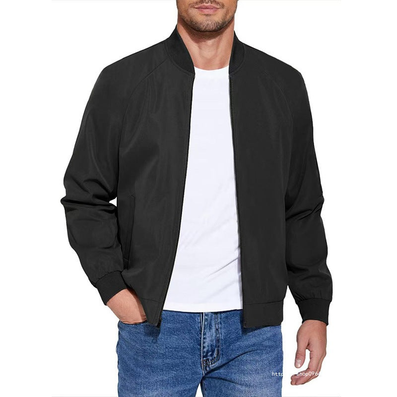 Men's Light Cotton-Mix Bomber Jacket with Ribbed Cuffs and Concealed Zipper Mune Fashion