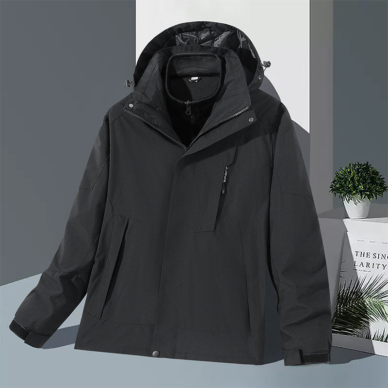 Men's windproof softshell jacket with integrated microfleece inner layer and adjustable hood Mune Fashion