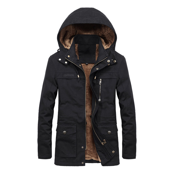 Men's Canvas Parka with Teddy Lining, Hidden Two-Way Zipper and Utility Pockets Mune Fashion