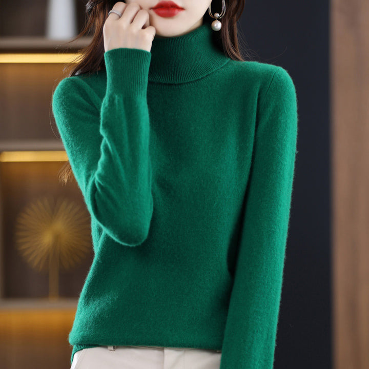Women's Slim-Fit Turtleneck Sweater made of Cashmere-like Fine Knit with Soft Pile Mune Fashion