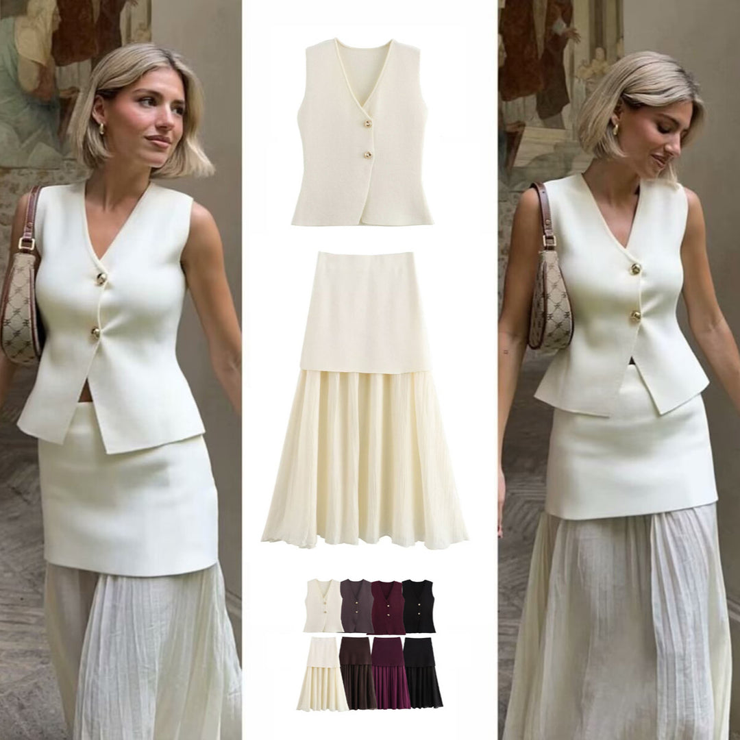 Women Two-Layer Chiffon Maxi Skirt with Smooth Hip Yoke and A-Line Fall Mune Fashion