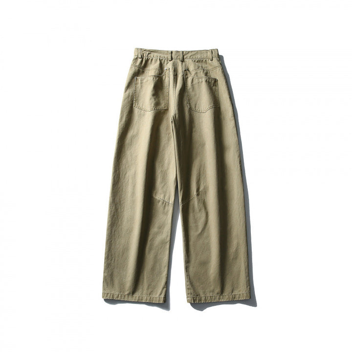 Men's Wide Utility Pants in Workwear Look with Knee Patches and Straight Leg Mune Fashion