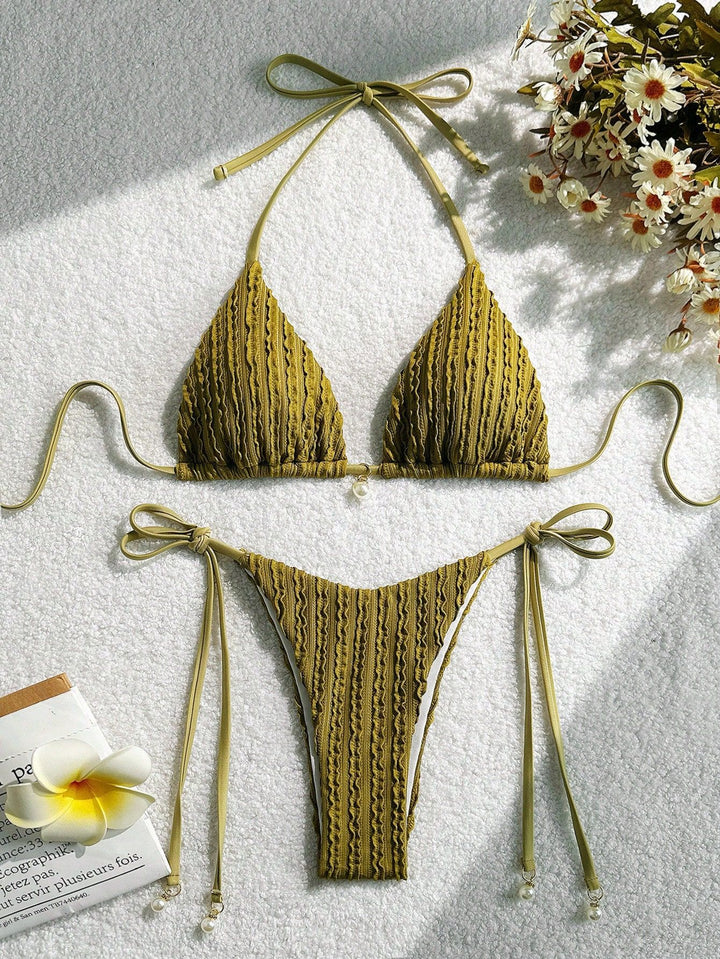 Women's Triangle Bikini with Structured Texture Mune Fashion