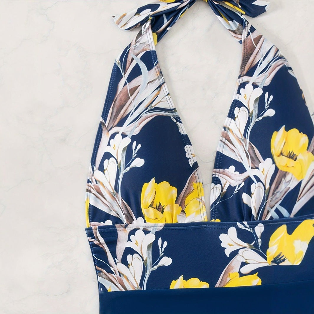 Women's High-Cut Floral Swimsuit Mune Fashion