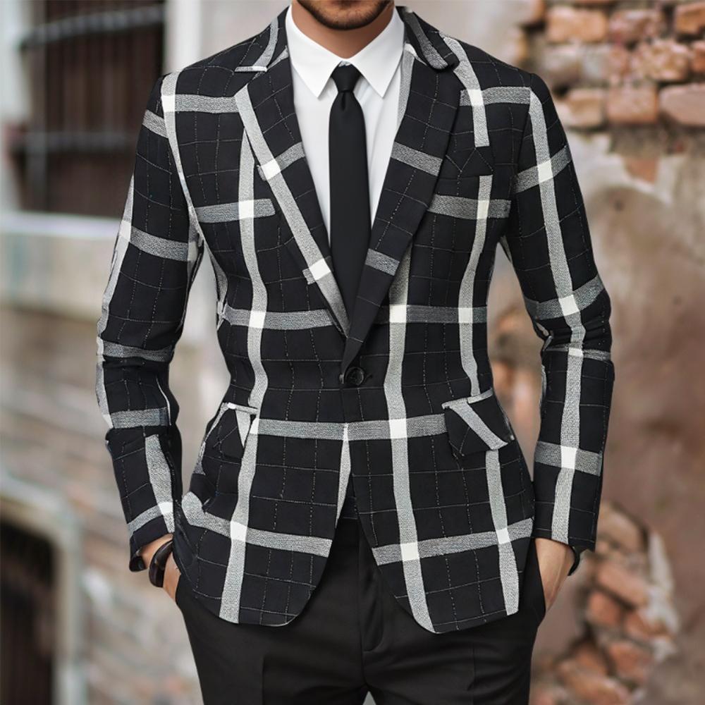 Men's tailored jacket with window check pattern, single-button closure and patch pockets Mune Fashion