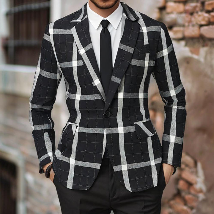 Men's tailored jacket with window check pattern, single-button closure and patch pockets Mune Fashion