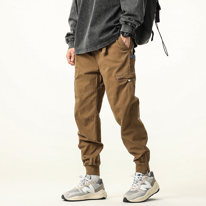Men's Utility Cargo Jogger Pants made of robust cotton twill with ankle zipper Drune