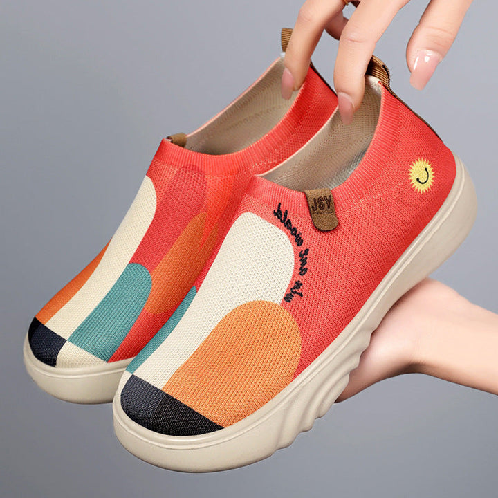 Women Fashionable Slip-On Sneakers with Breathable Mesh Construction and Unique Design Mune Fashion