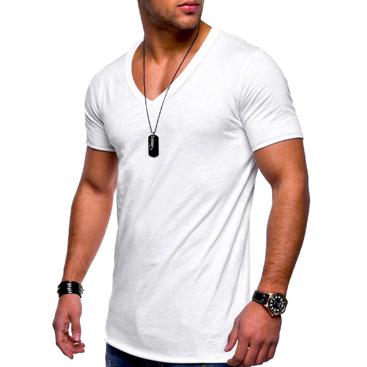 Men's V-neck T-shirt made of fine jersey with slim silhouette and flat seams Mune Fashion