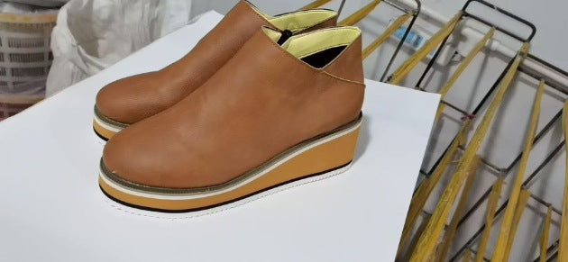 Women's orthopedic wedge heel slippers made of leather Mune Fashion