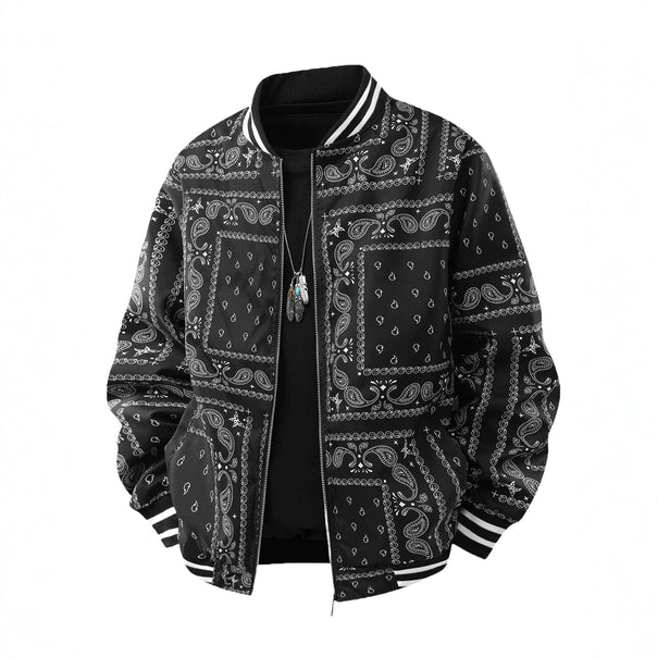 Men's Cool Bomber Jacket with Paisley Pattern Mune Fashion