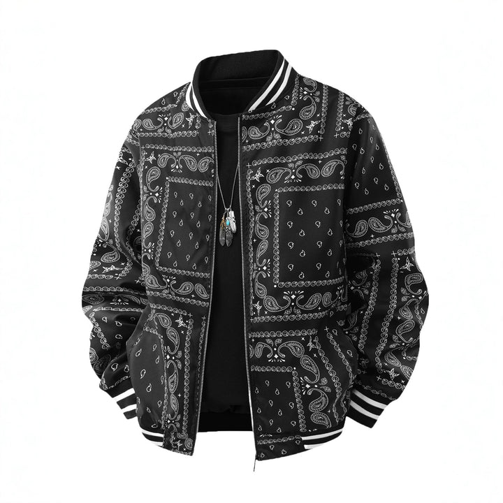 Men's Cool Bomber Jacket with Paisley Pattern Mune Fashion